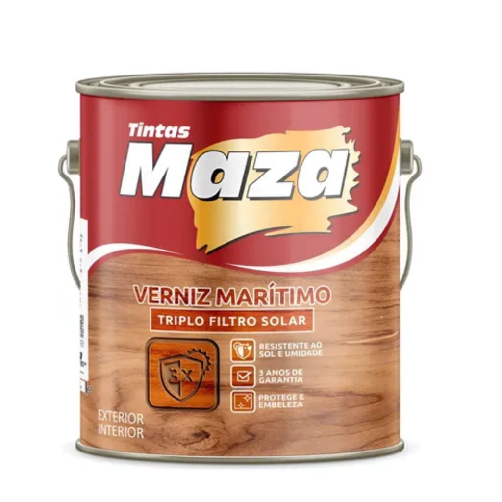 Verniz Marítimo Para Madeira Maza 3,6 Litros - Resistente aos Efeitos dos Raios UV e à Ação da Água