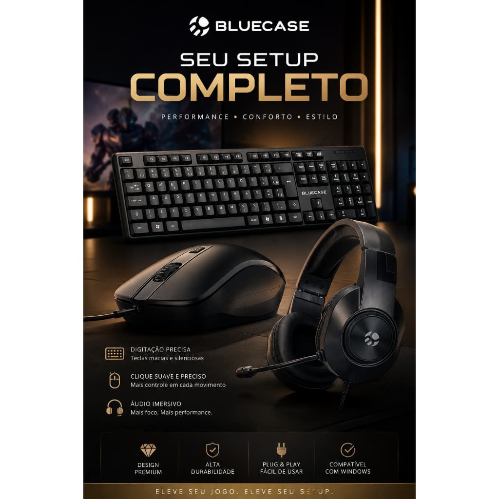 KIT PERFÉRICOS MOUSE, TECLADO E HEADSET BLUECASE