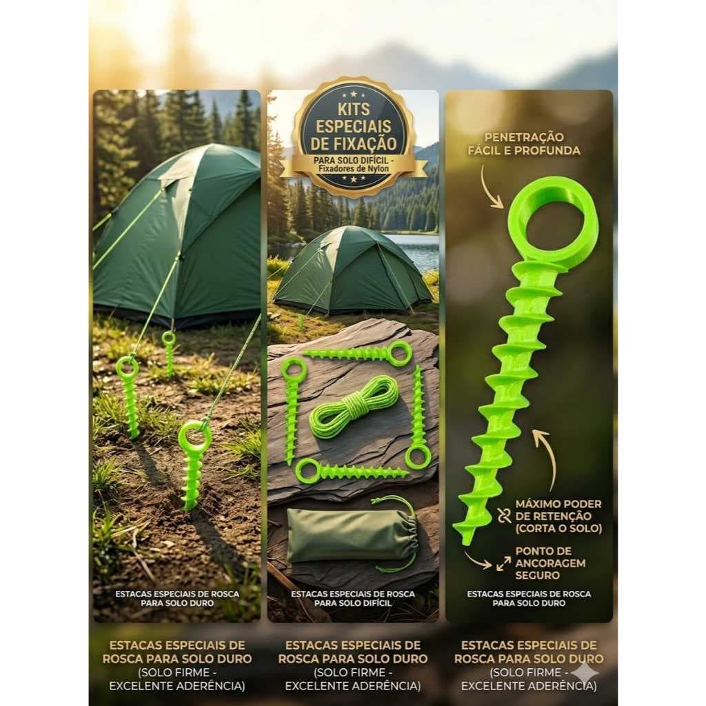 Fixador de Cordas para Barraca e Lona – Ancoragem de Camping, Ancorador de Cordas para Barraca – Fixação Segura Outdoor