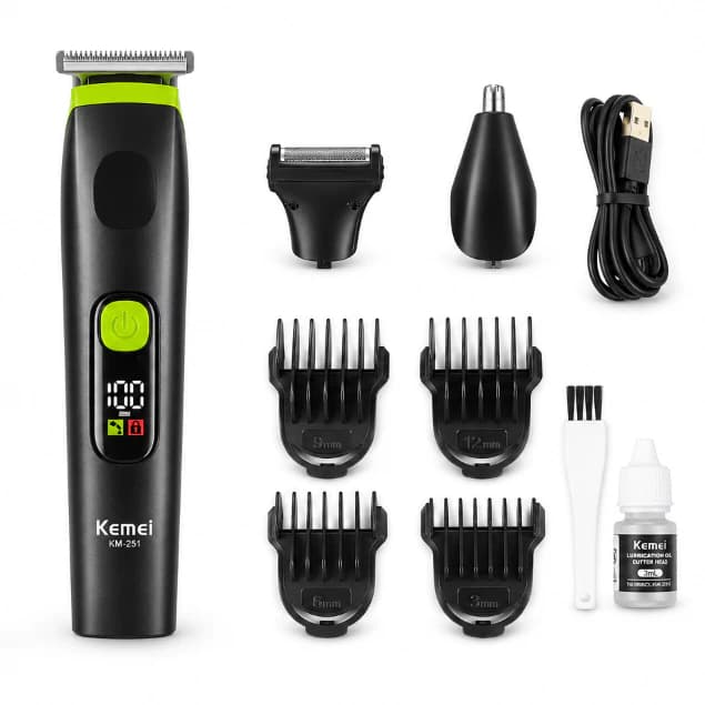 Kemei KM-251 ou Shaver KM-T69 Maquininha Green Profissional Depilação e Acabamento e Finalização