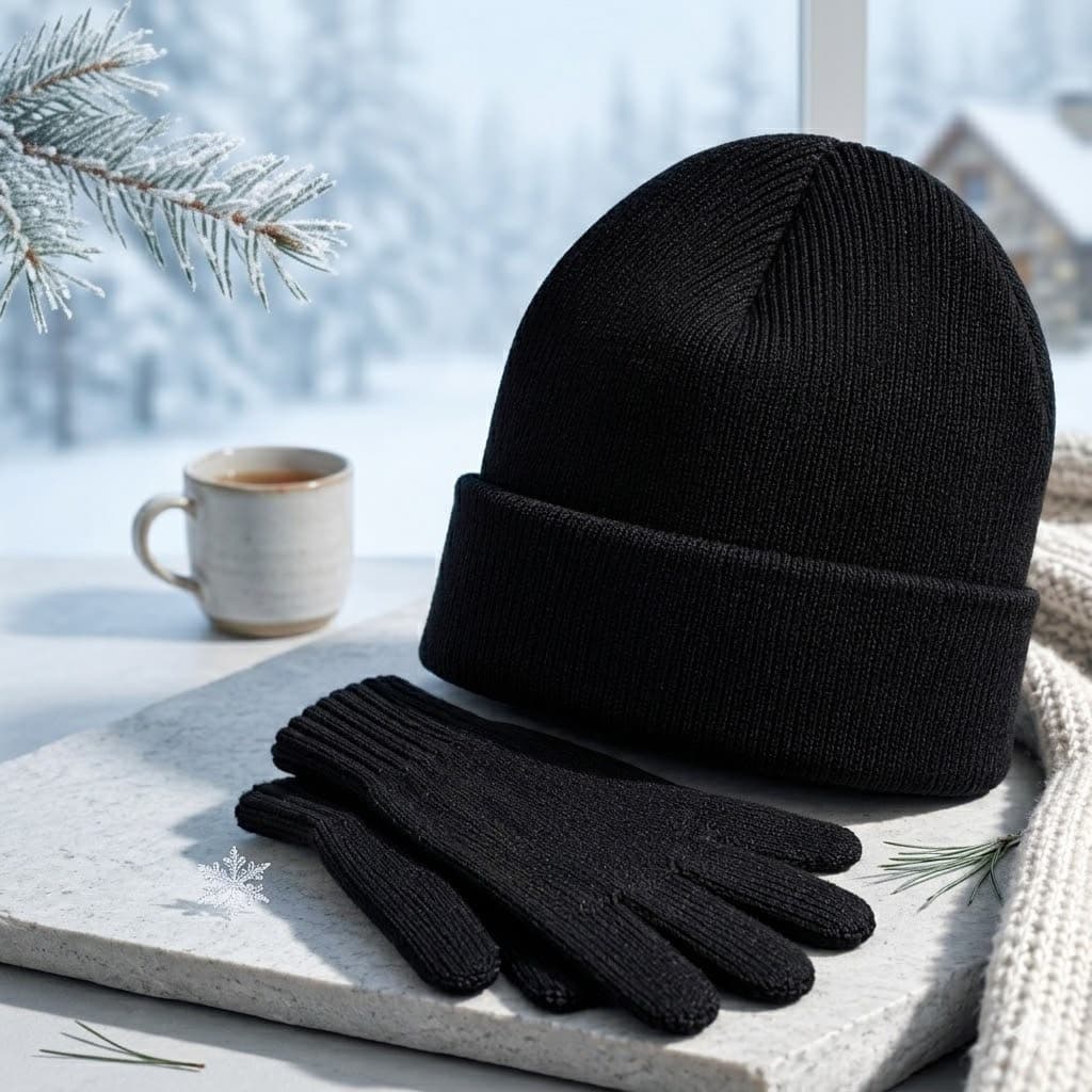 Kit Luva e Touca Para Frio Adulto Unissex Lã Inverno Viagem Proteção Térmica Ajustável Homem Mulher