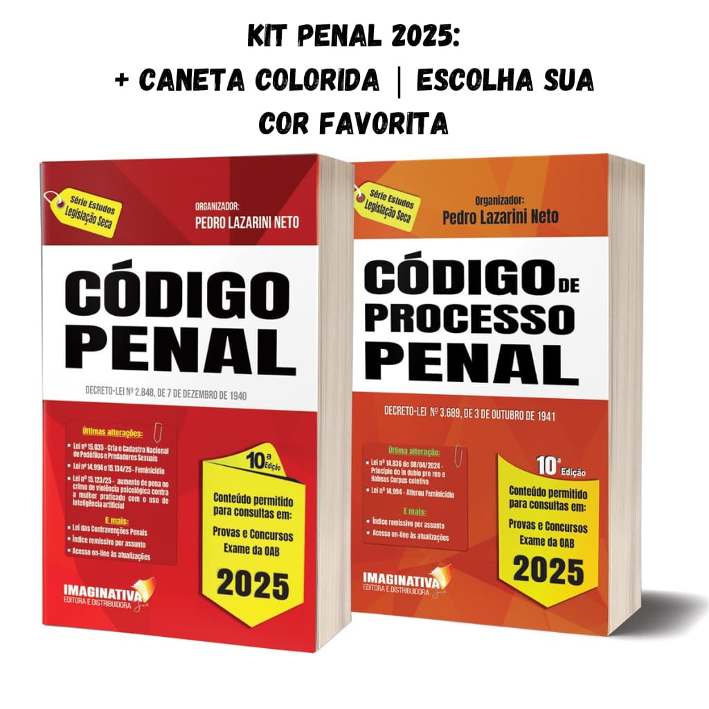 Código Penal + Processo Penal 2025 | Kit de estudos + caneta colorida