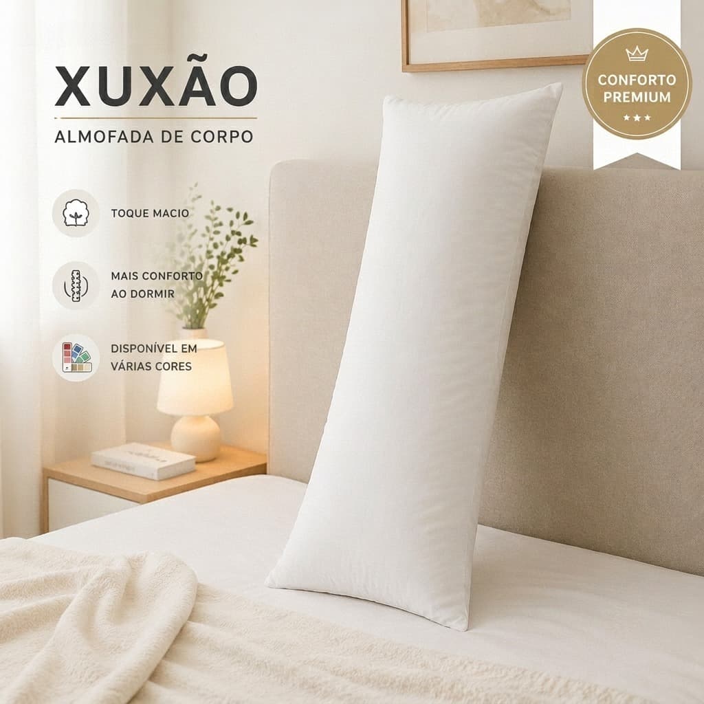 Capa de Xuxão Travesseiro Inteiro de Corpo em Microfibra 140x50cm – Macia, Confortável e Prática