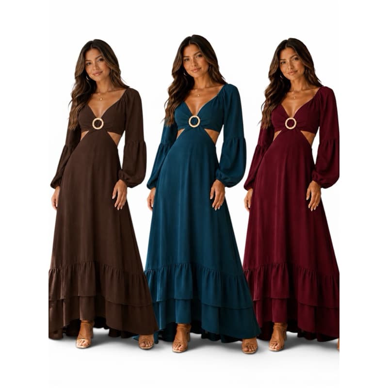 vestido argola manga longa  festa ou madrinha