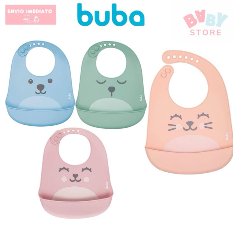 Buba Babador de Silicone Pega Migalhas com Bolso Impermeável Gumy Diversas Cores