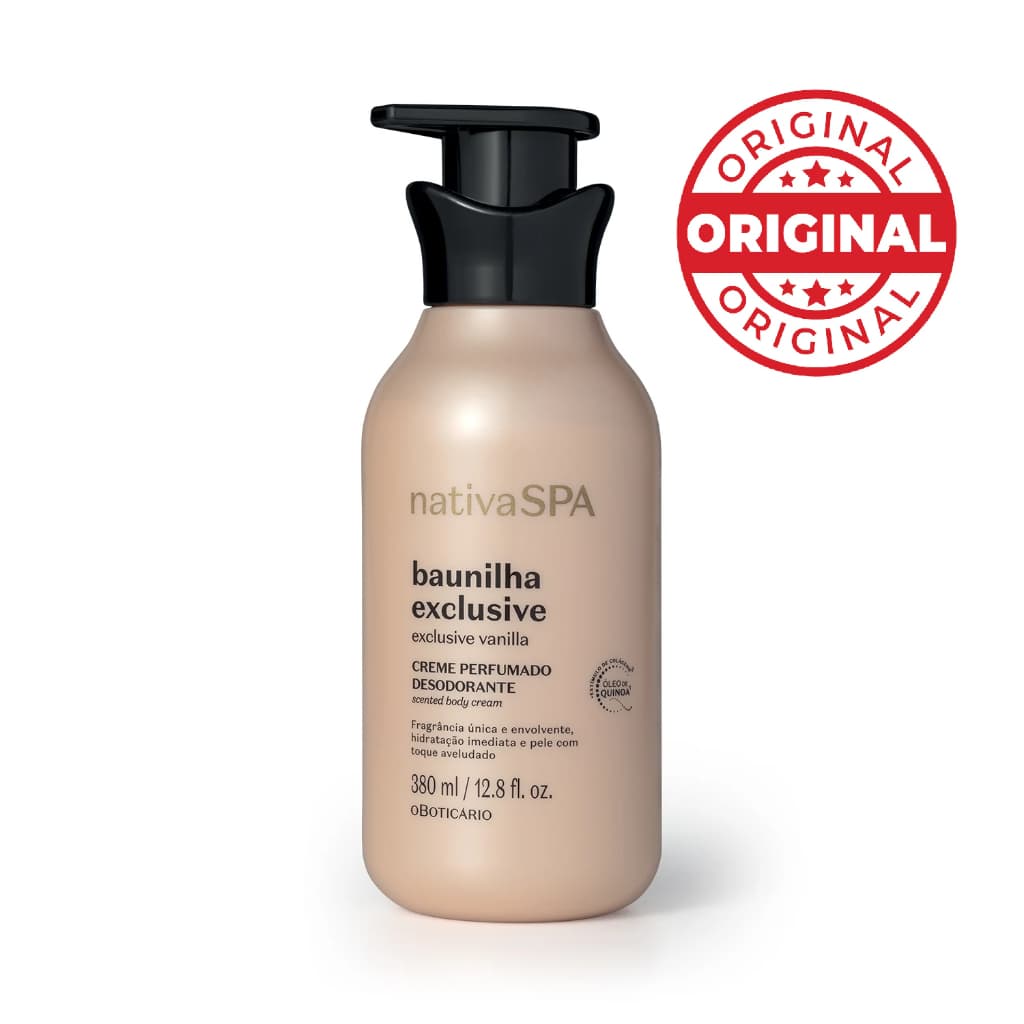 Creme Perfumado Desodorante Corporal Baunilha Exclusive 380Ml nativa spa, original, lacrado