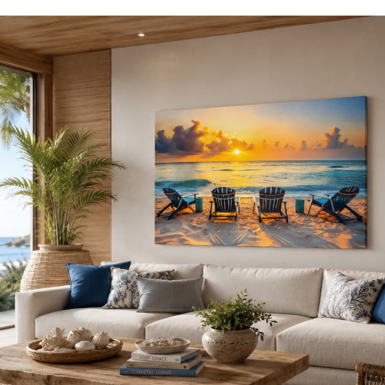 Quadro Decorativo Praia Nautico Mar 60x90cm Luxo