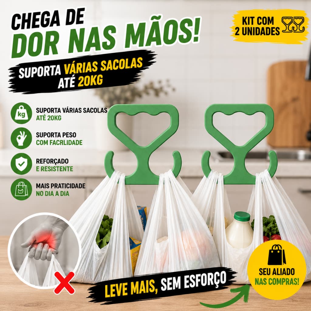 Kit 2 Alças Suporte Carregadores Sacola Bolsa Reforçado Resistente
