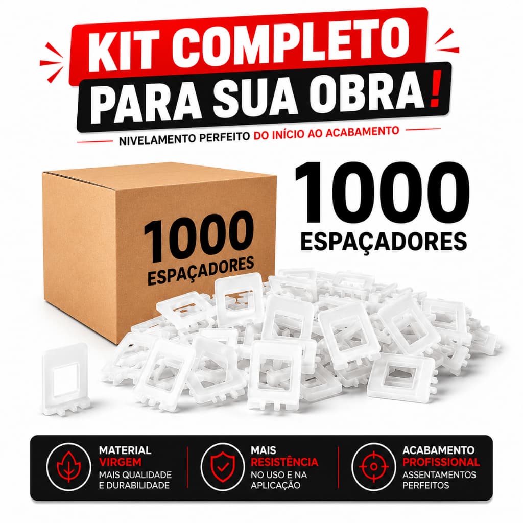 Kit Espaçador Nivelador Slim 1000 Peças Nivelamento Piso Porcelanato One Shop