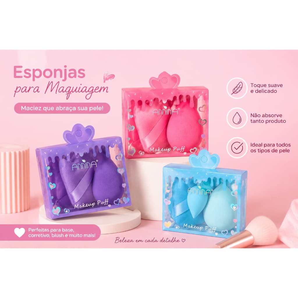 Kit de Esponjas para Maquiagem Annina Makeup Puff