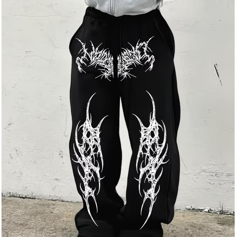 Calça Baggy Balão Wide Leg Streetwear Cruz Aesthetic Punk Rock Gotico Y2k Reta Masculino Moletom