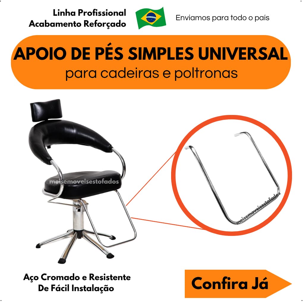 Apoio de pés para cadeira poltrona de cabeleireiro barbeiro 02 furos parape base para apoiar os pés