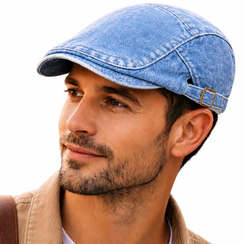 Boina Boné Chapéu Masculino Jeans Estilo Italiano Ajustável Gatsby