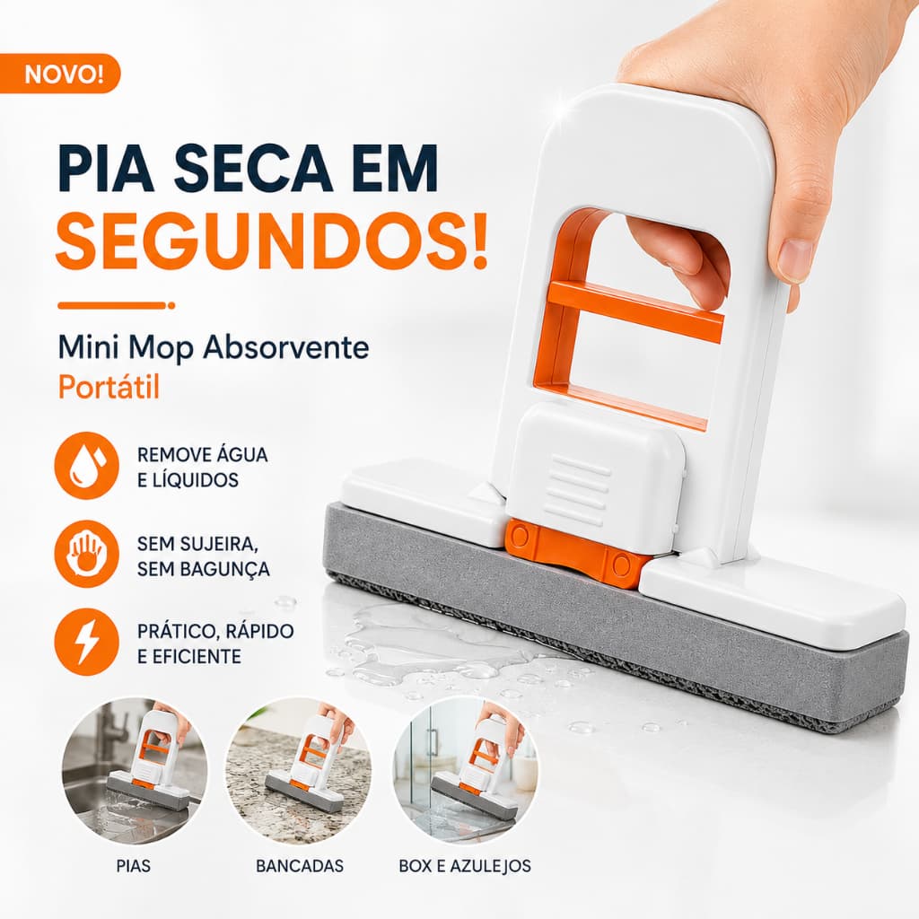 Rodo de pia Mini Mop Absorvente Portátil Auto-Torção Rodo Esponja PVA Bancada Vidros Banheiro