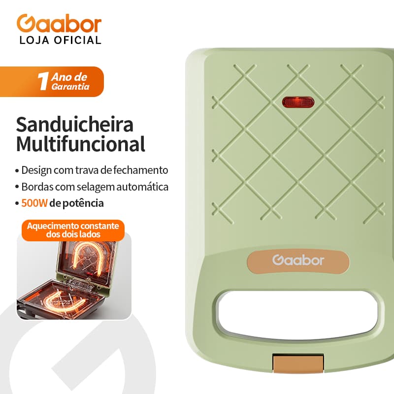 Gaabor Sanduicheira Automática Dupla Face Teflon 2 Min Pronta Entrega Bivolt EH-M02A