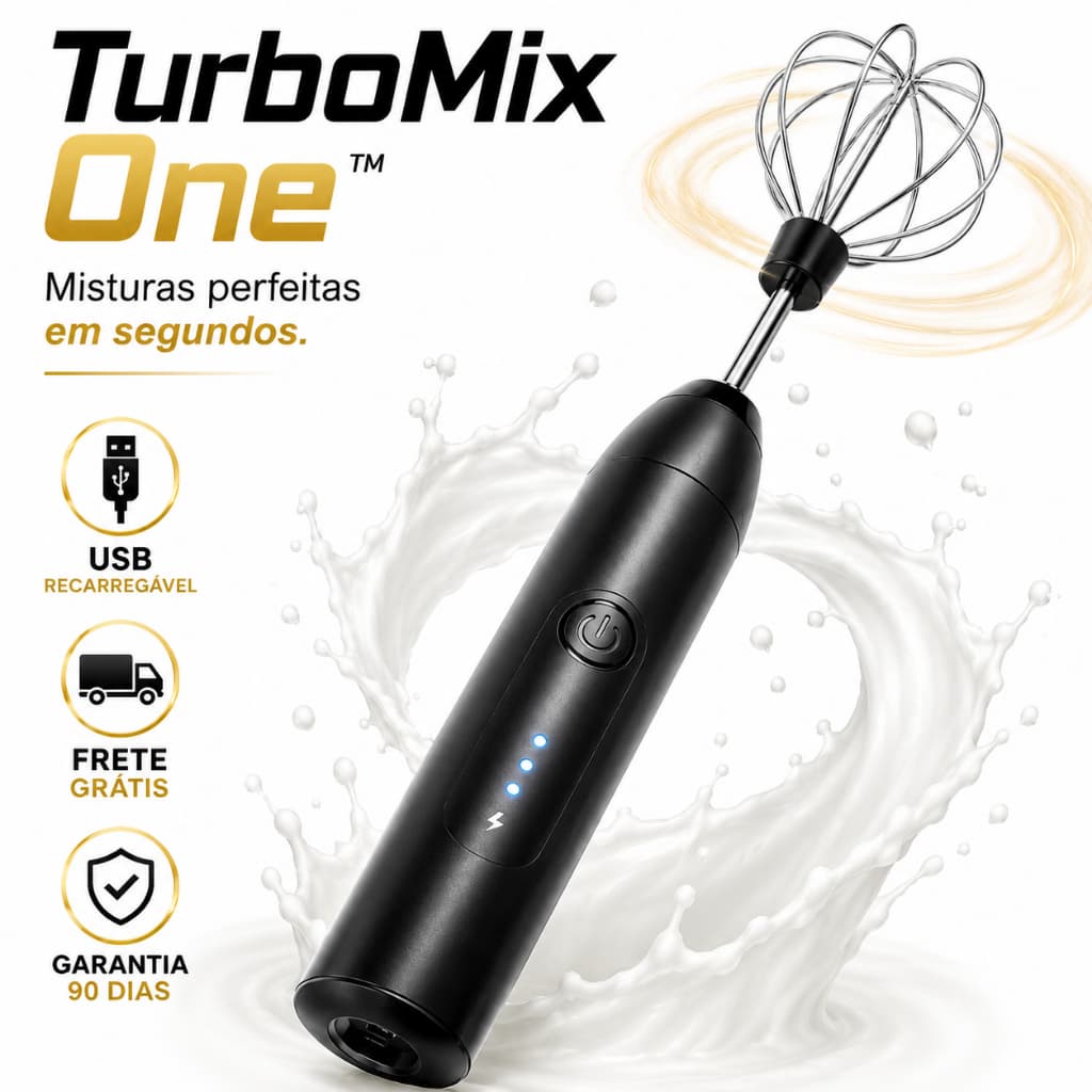 Mixer Elétrico Portátil Recarregável USB Batedor de Leite Café Whey Espumador TurboMix One™