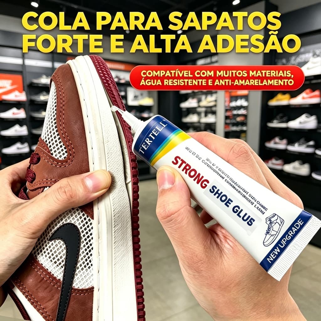 Cola para Sapatos Cola Forte para Reparo de Sapatos 60ml  Cola Flexível e Transparente para Materiais Plásticos