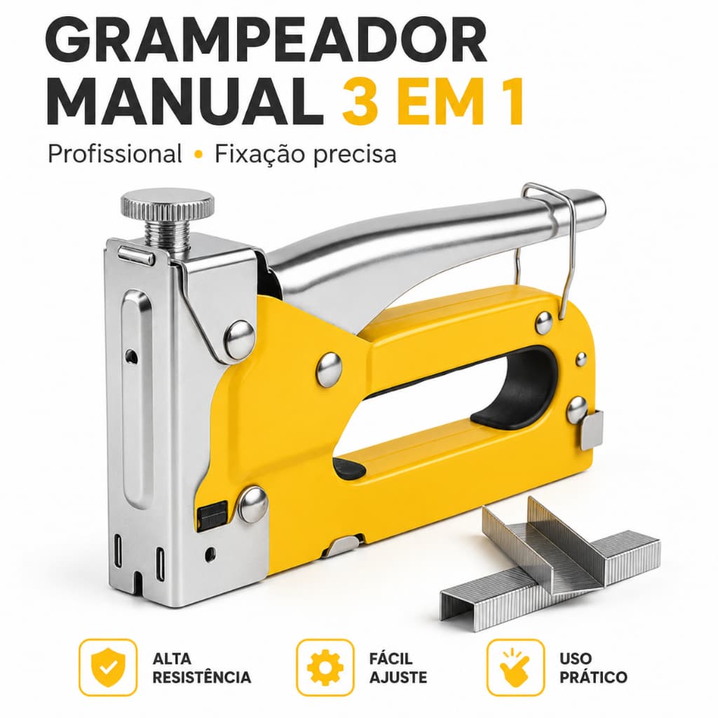 Grampeador Manual 3 Em 1 Profissional Pressão Tapeceiro Grampos 4 A 14mm