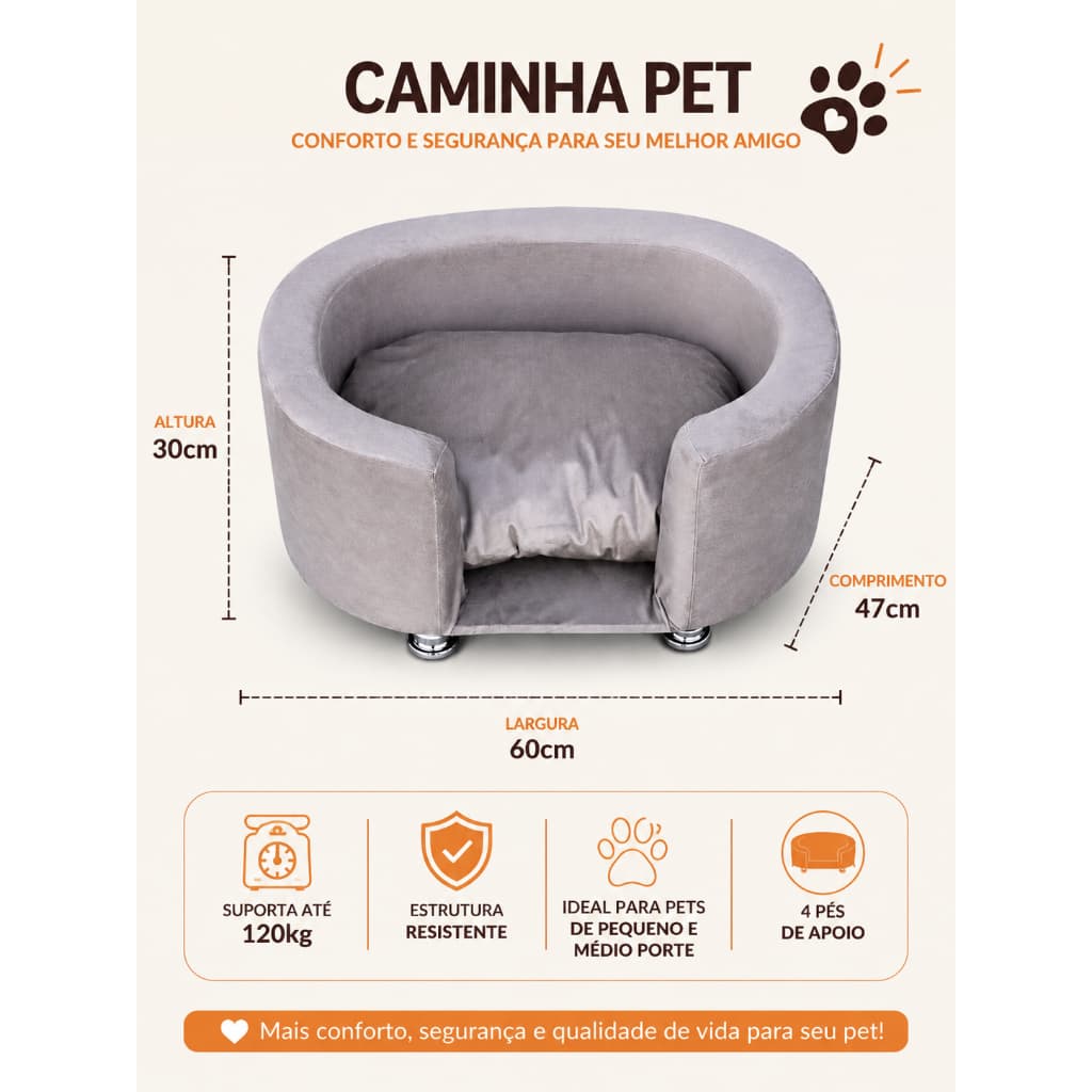 Cama Média Pequena Para Cachorro Gato Caminha Pet de Luxo Suspensa com 4 pés Almofada com Zíper