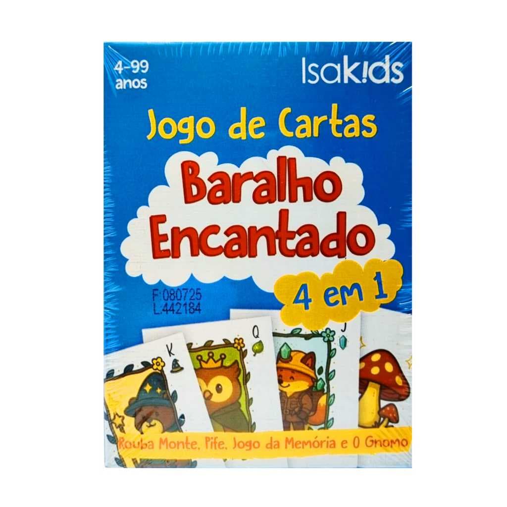 Jogo de Cartas Infantil Baralho encantado 4 em 1 - Isakids Para Toda a Familia