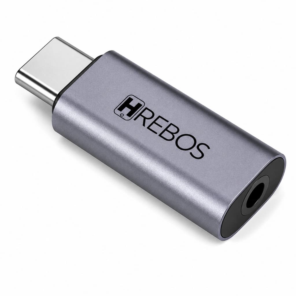 Adaptador Tipo C Para P3 Fone Ouvido Hrebos AD-504C USB-C Macho Auxiliar P2 Audio Microfone Celular