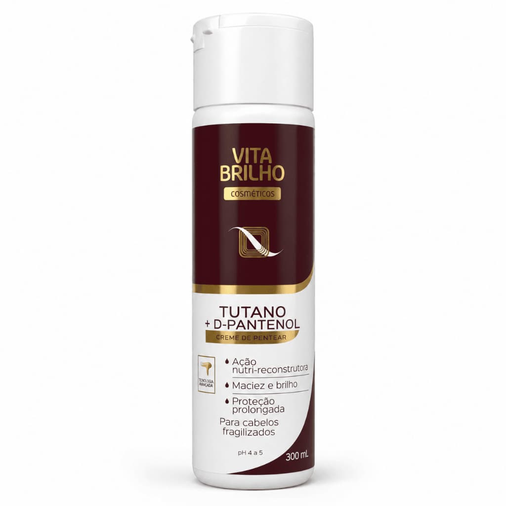 Creme de Pentear Tutano + D-Pantenol 300ml Vita Brilho para Cabelos Danificados, Ressecados e Fragilizados Sem Enxágue