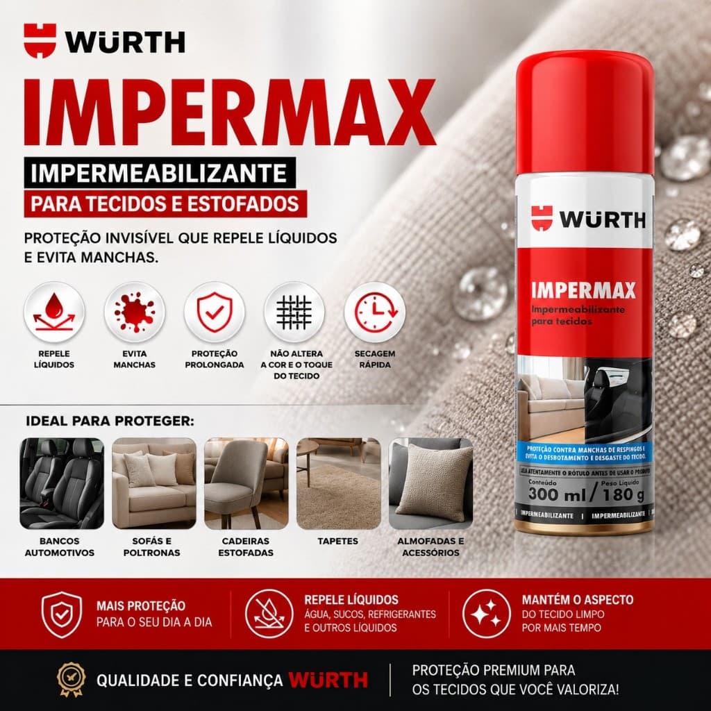 Impermax Wurth Impermeabilizante Para Tecidos Estofados 300ml