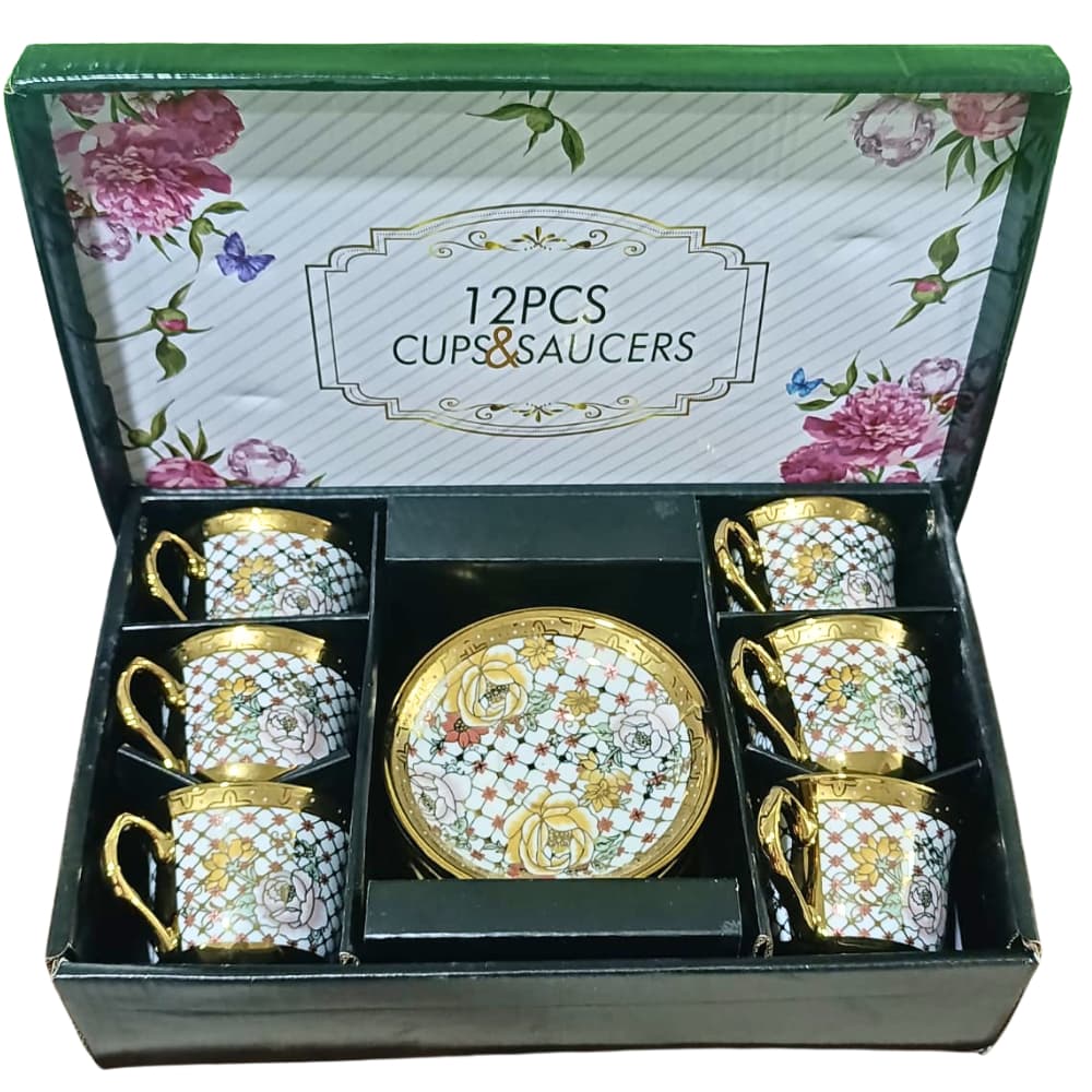 Conjunto Xicaras 150ML em Porcelana Com 6 Xicaras e 6 Pires