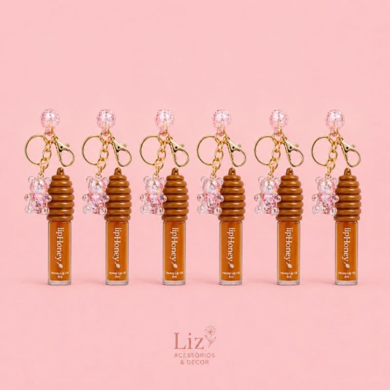 Lip Honey Hidratante Labial Chaveiro Gloss Mel UrsoFofo Brilho Natural