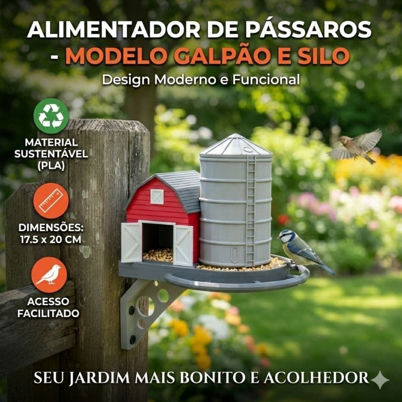 Alimentador De Pássaros Exclusivo Silo Fazendinha - Decoração Jardim Premium comedouro passarinho canário calopsita
