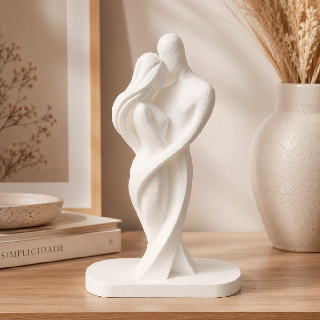 Estátua Casal Decorativa Escultura Abstrata Moderna Enfeite Sala Quarto Escritório Impressão 3D