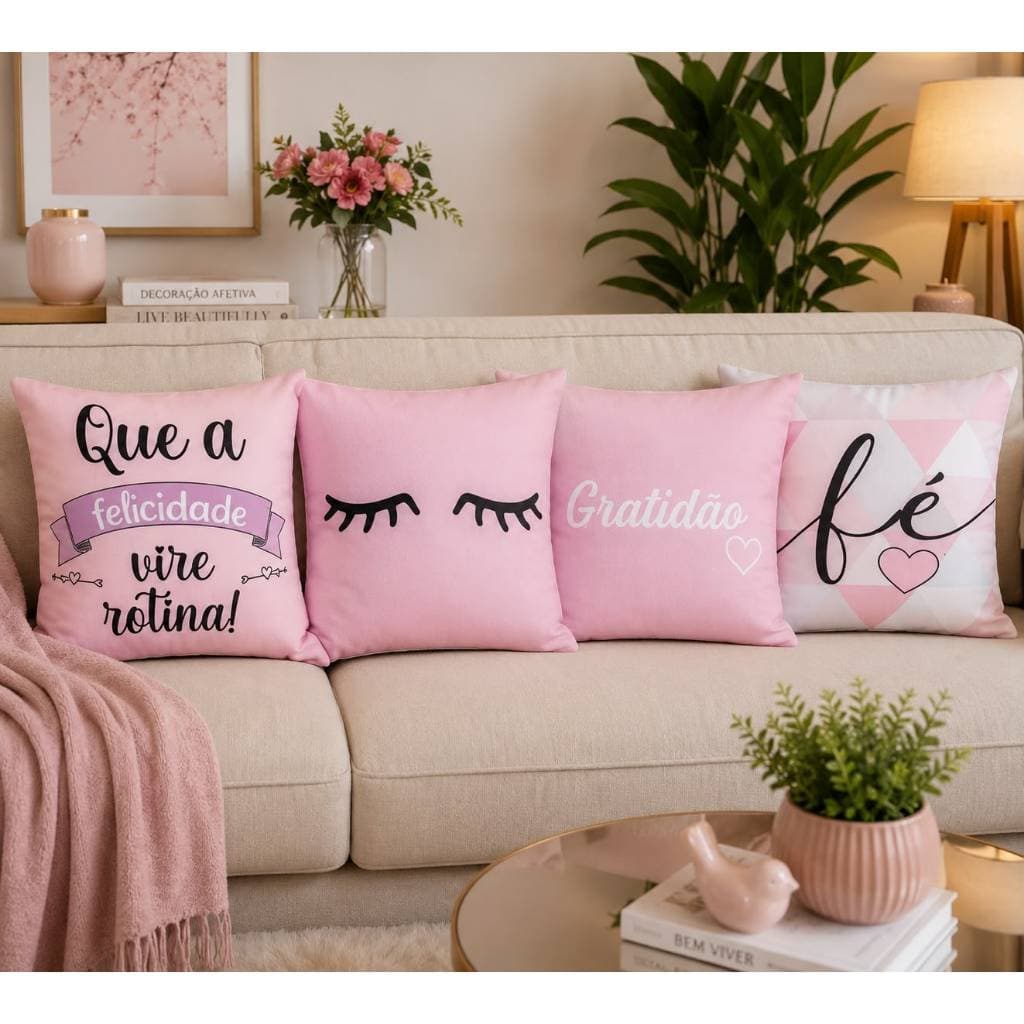 Kit 04 Capa De Almofada 45cm x 45cm Decorativa Modernas Modern Print