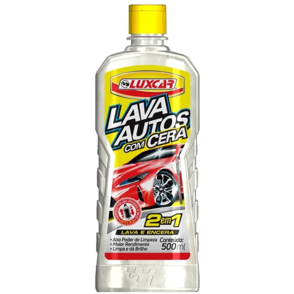 Shampoo Lava Autos Luxcar 500ml com Cera Brilho Proteção Limpeza Automotiva Alta Espuma Carro Moto