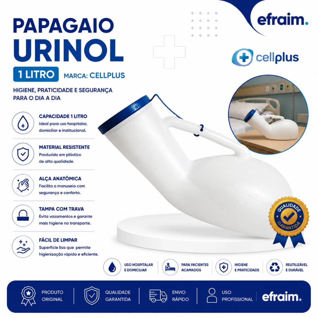 Papagaio – Urinol Plástico com Tampa para Coleta de Urina Masculino