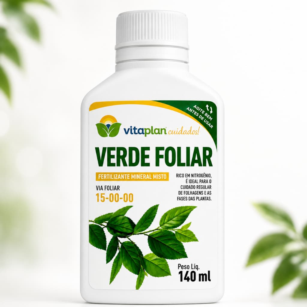 Fertilizante Foliar NPK 15-00-00 Verde Foliar Vitaplan 140ml Para Plantas Hortas Flores Gramados