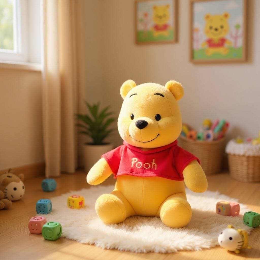 Pelúcia Ursinho Pooh 22cm Antialérgico - Urso Pooh Cor Amarelo