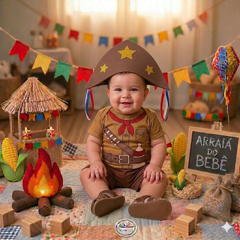 Body Bebê Temático Lampião Cangaceiro Fantasia Mesversário Ítens Opcionais