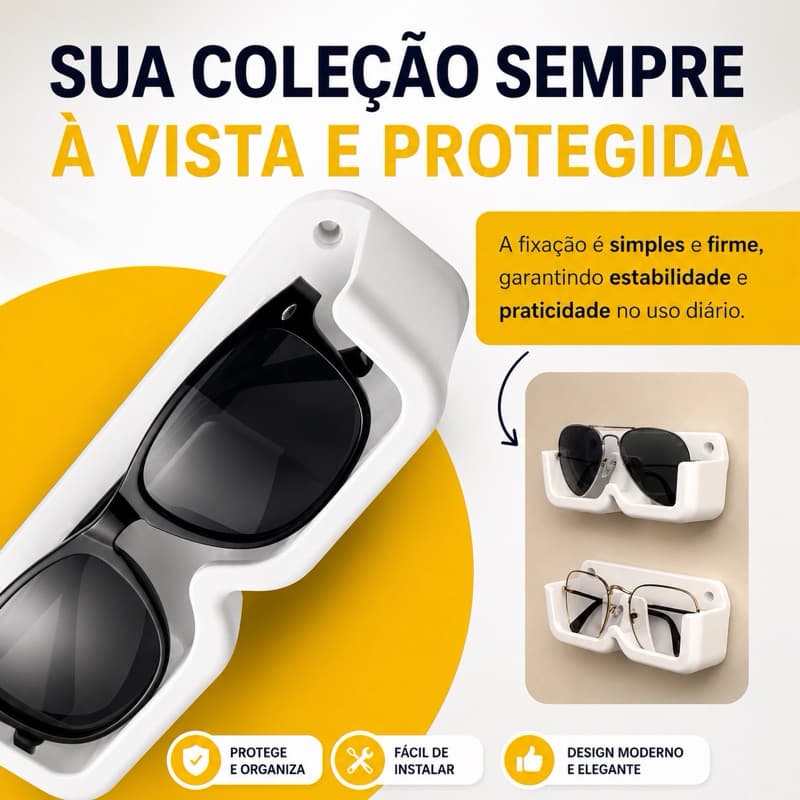 Suporte Para Óculos De Parede Autoadesivo Organizador Porta Preto Branco Estojo porta óculos parede,