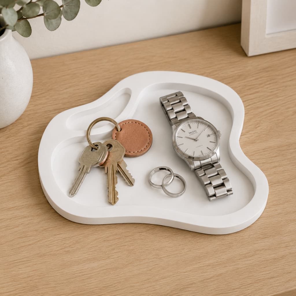 Bandeja Decorativa Orgânica | Porta Joias Perfume Vela Chaves e Decoração para Banheiro Quarto Sala
