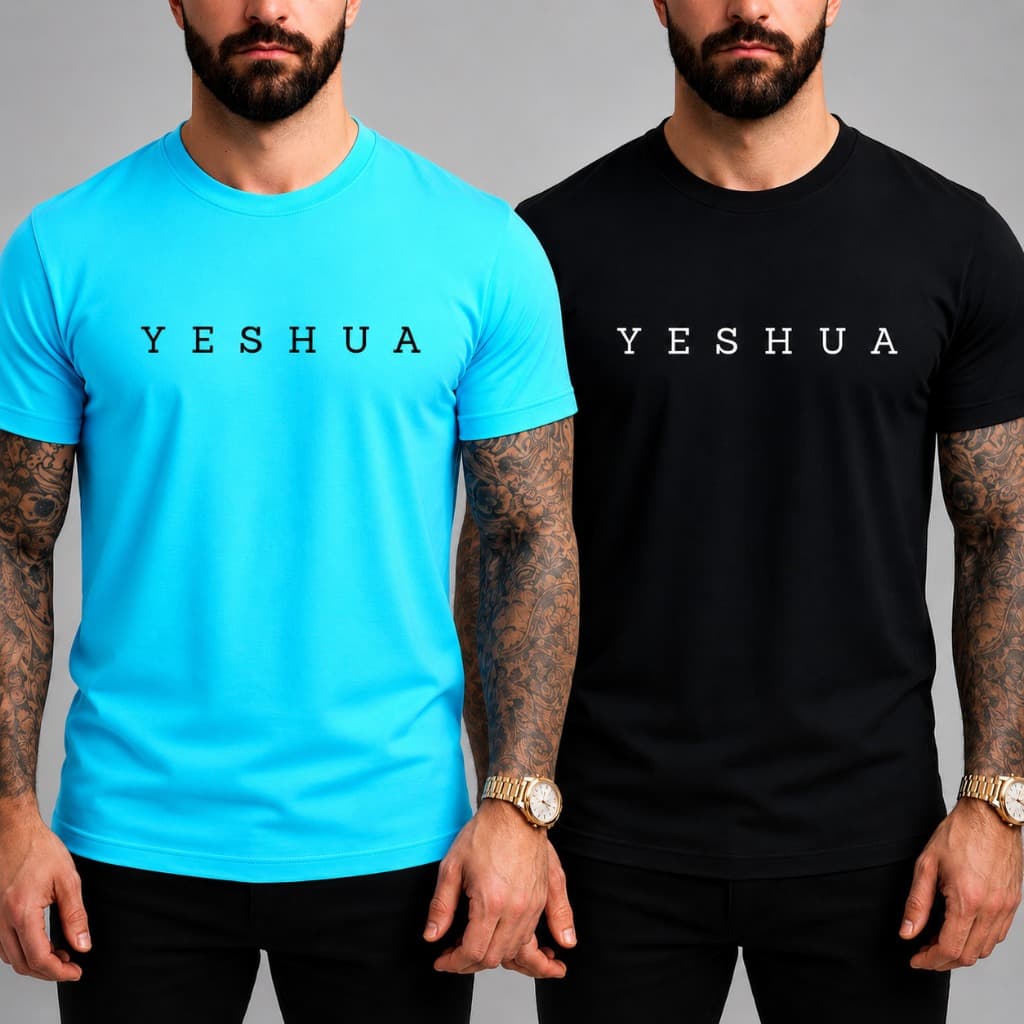 Kit 2 Camisetas Yeshua 100% Algodão Cristã Casual Uso Diario Confortável Camisa Leve Feminina Unissex