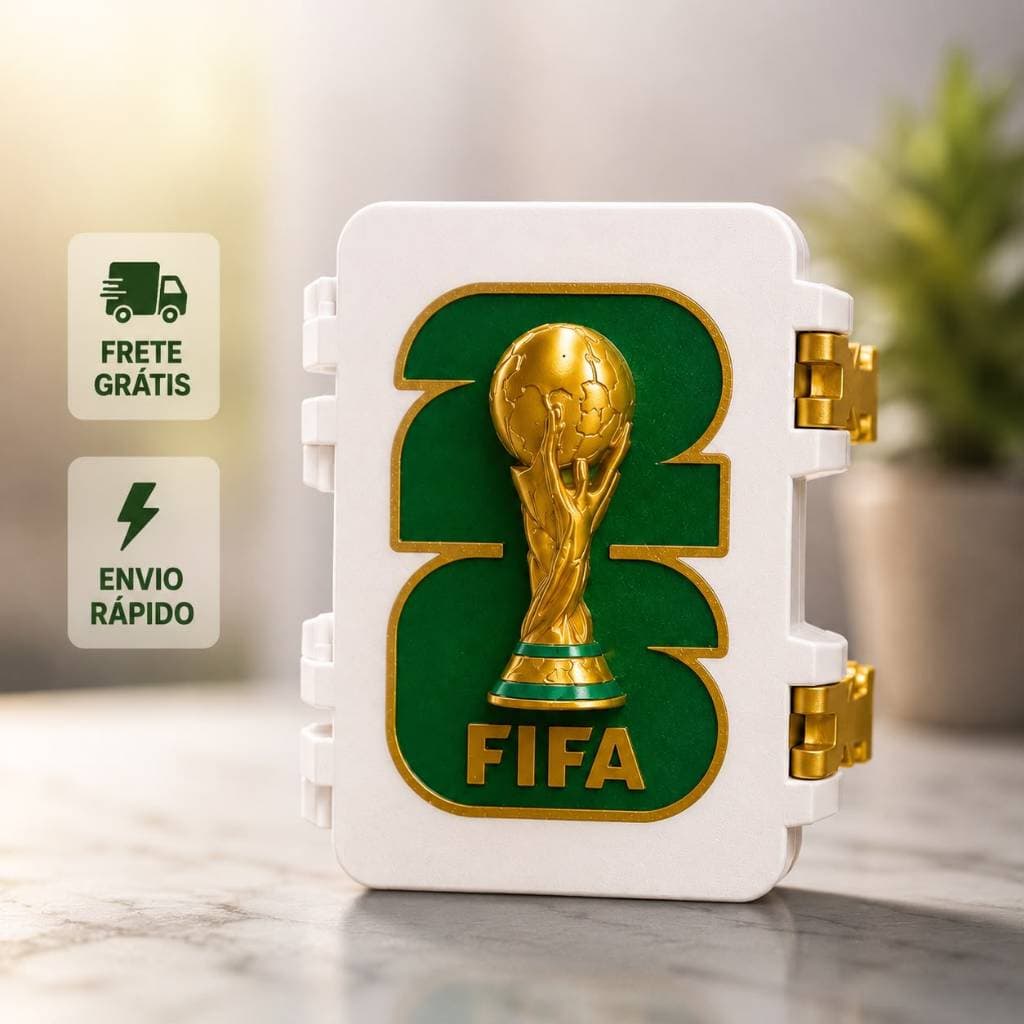 Porta Figurinha Copa do mundo 2026 3D Organizadora de Figurinhas Panini FIFA Taça Presente