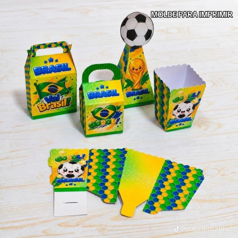 KIT FESTA COPA DO MUNDO -25 CAIXINHAS- Pegue & Monte Lembrancinha para festa infantil