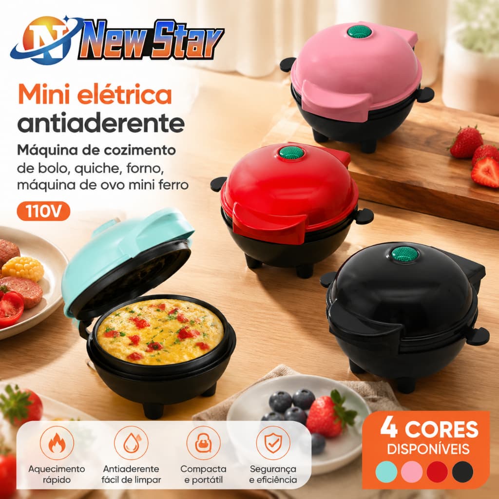 New Star Mini elétrica antiaderente máquina de cozimento de bolo quiche/forno/máquina de ovo mini ferro 110v