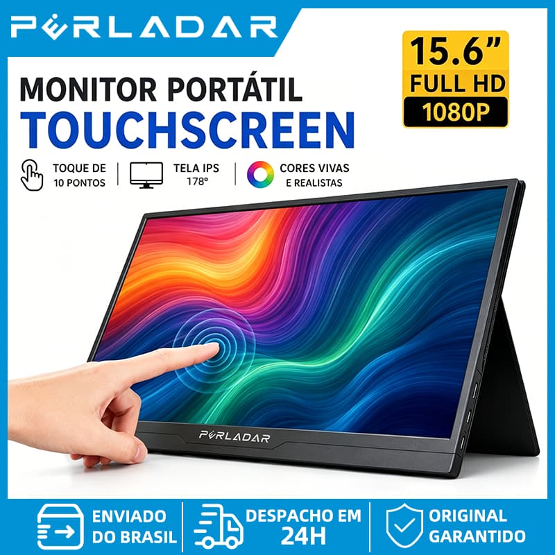 Monitor Portátil Touchscreen 15.6" IPS FHD 1080p, Segunda Tela USB-C HDMI para Notebook Mac Switch PS5 Xbox