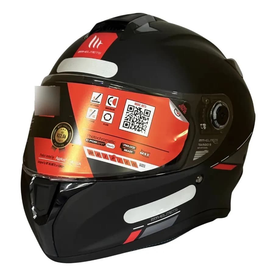 MT Helmets Targo S Solid A1 Capacete Injetado HIRP Preto Fosco                                     .