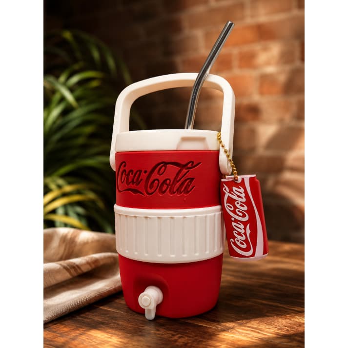 Suporte Para Latas - Coca Cola 350ml + Chaveiro Abridor e Canudo Inox