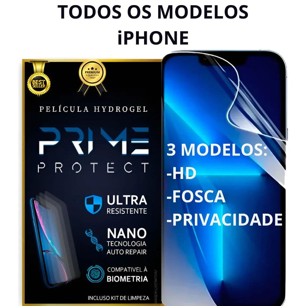 Película Hidrogel Para iPhone SUPER HD PREMIUM 17, 16, 15, 14, 13, 12, 11 Pro Max, Plus, 12, 13 Mini, 8, XR, XS