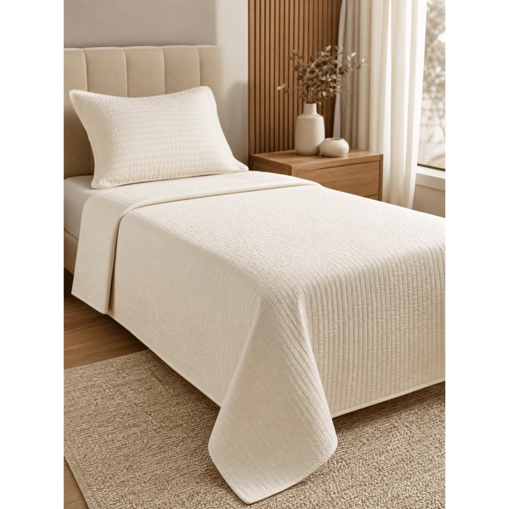 Kit Cobre Leito Colcha Bambu Dupla Face Solteiro 180 Fios 2 Peças 1,60m x 2,20m