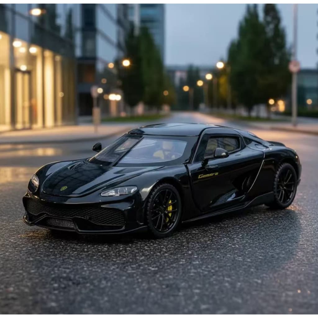 Miniatura Koenigsegg Gemera Metal Carrinho Esportivos Metal Coleção Abre Portas Fricção Com Som E Led 1/32