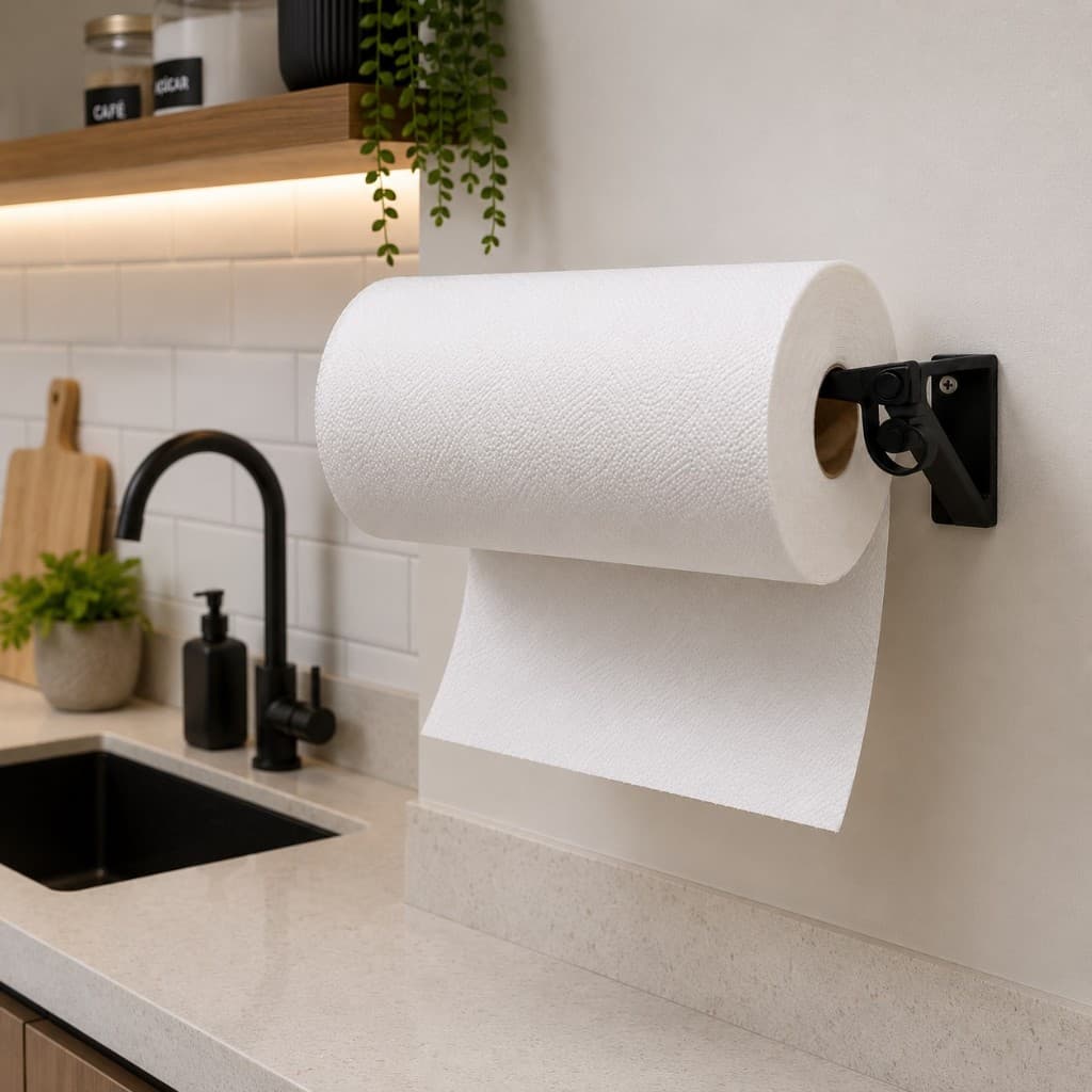 Suporte Inteligente para Papel Toalha, Papel Alumínio, PVC e Outros Rolos – Dobrável, Resistente e elegante